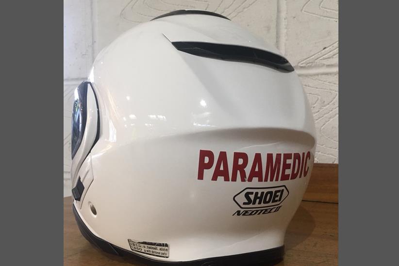 A paramedic's motorbike helmet