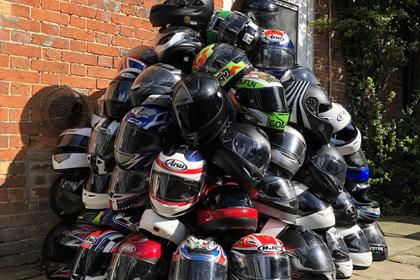 Over 60 helmets were traded