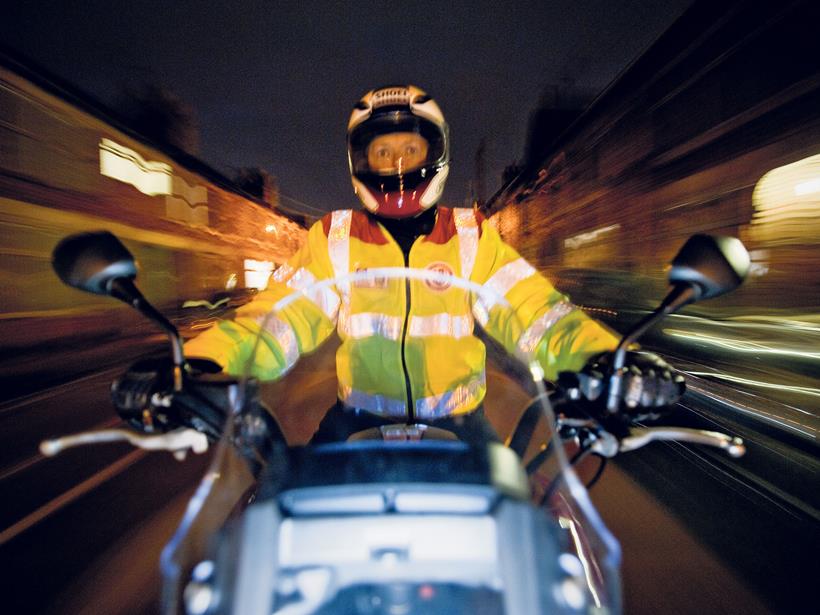 It's important to keep your helmet visor clear when riding at night