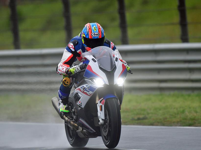 Michael Neeves on BMW S1000RR motorbike launch in the rain