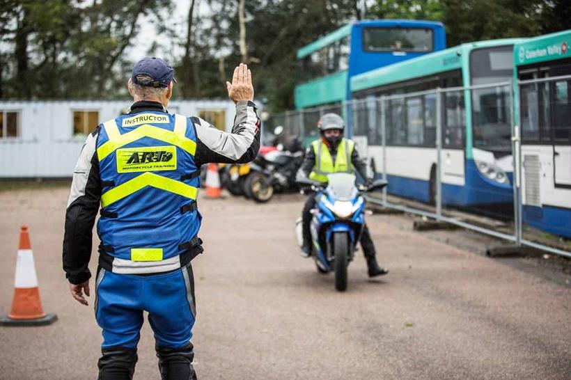 Learning to emergency stop on a motorbike is part of the learning process