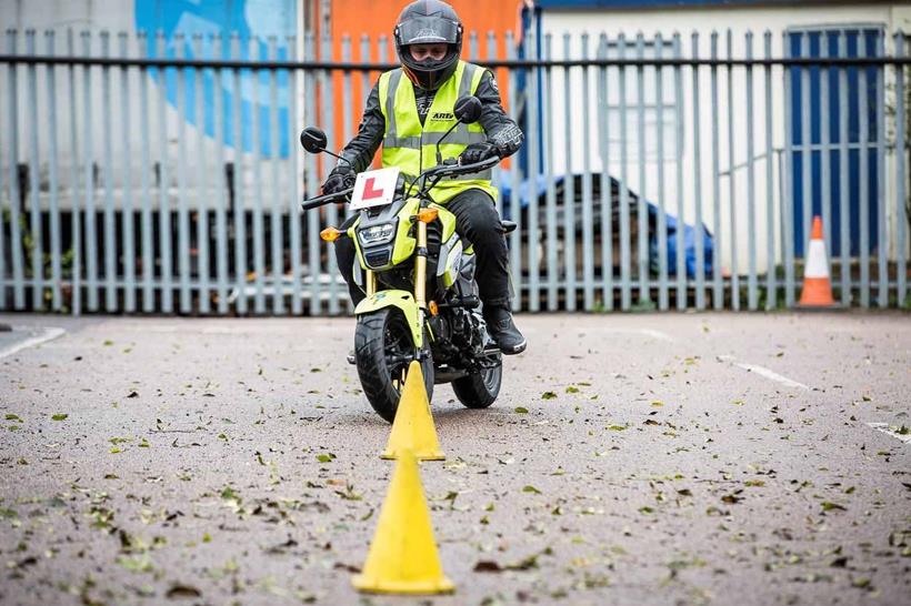 Learning how to ride a motorcycle at low speed is much harder than at speed