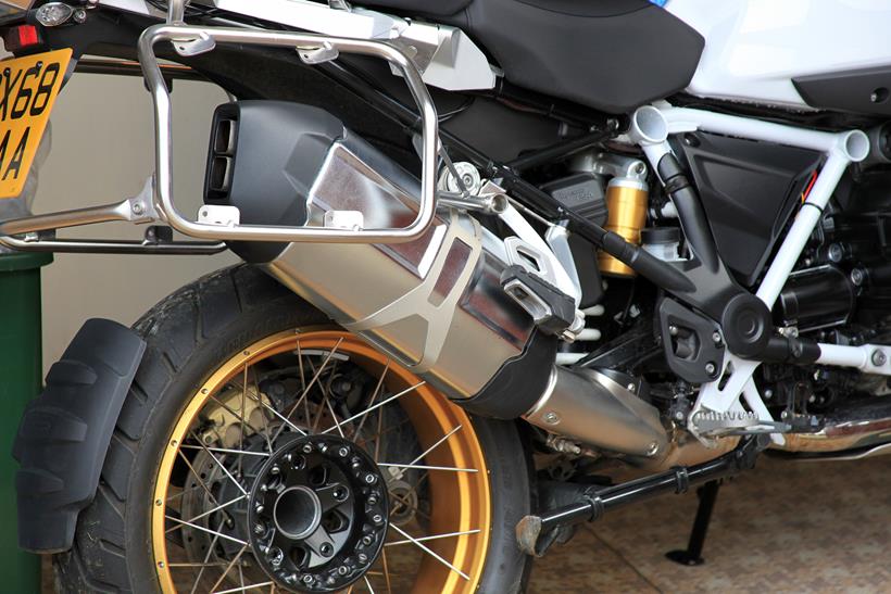 The standard BMW R1250GS Adventure exhaust