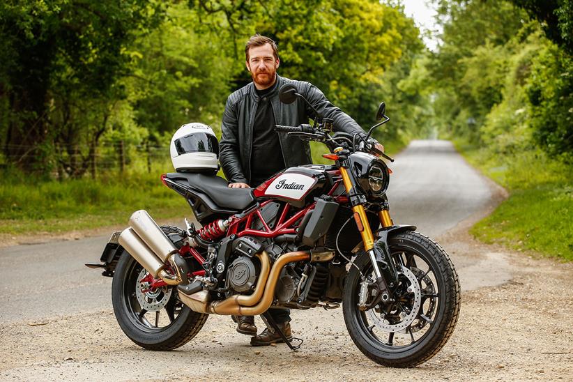 Jordan poses with the Indian FTR1200S