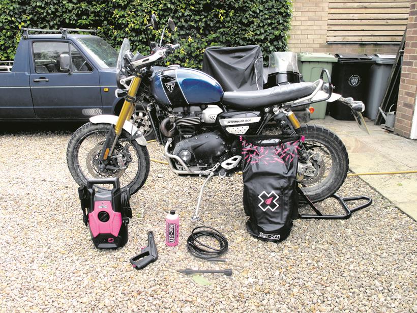 Preparing to clean the Scrambler 1200 XE