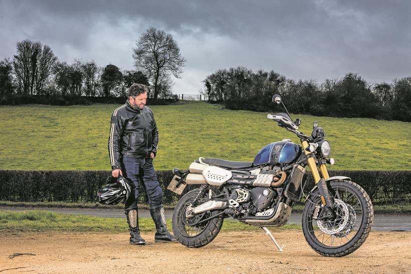 Simon admires the Triumph Scrambler 1200 XE