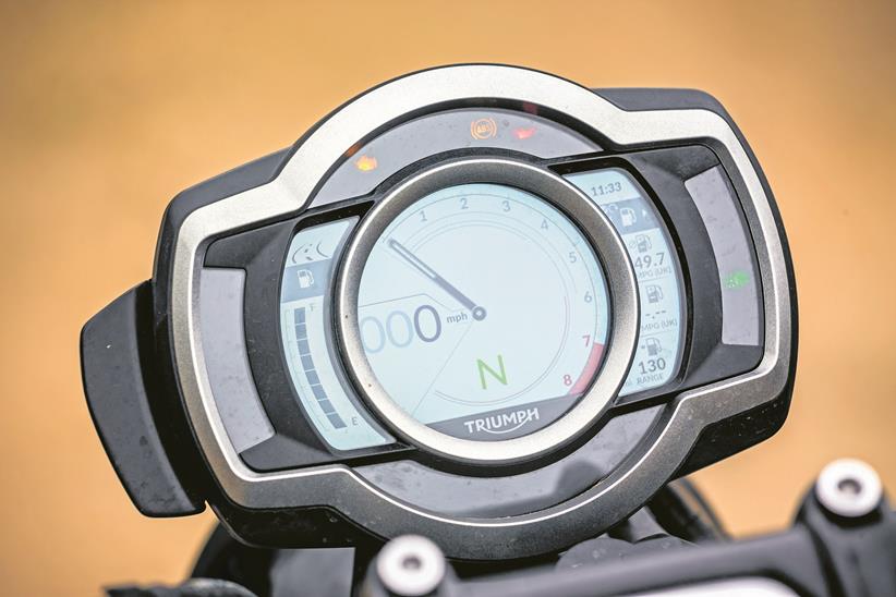 The Triumph Scrambler 1200XE has a digital dash 