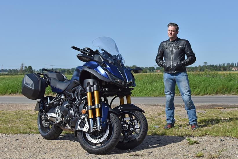 Justin stands with the Yamaha Niken GT