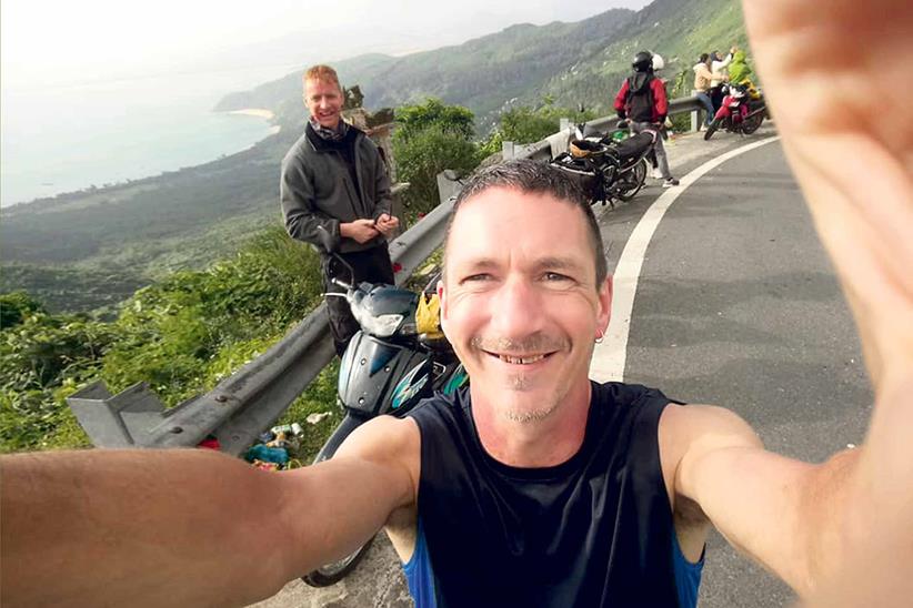 Colin and Clive pose in Vietnam