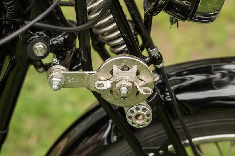 Allen Millyard's Velocette V-twin manual suspension damper