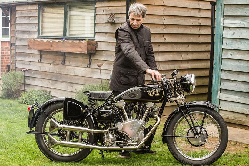 Allen Millyard revs his Velocette V-twin