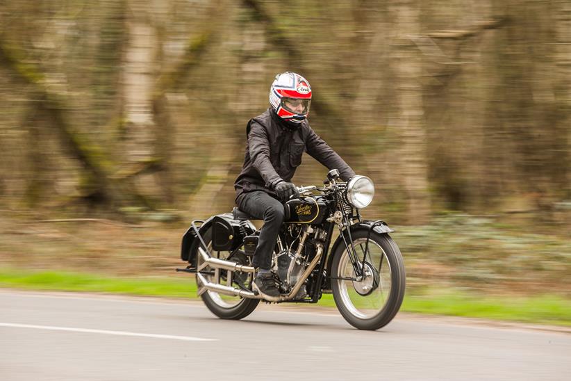 Allen Millyard's Velocette V-twin on the road