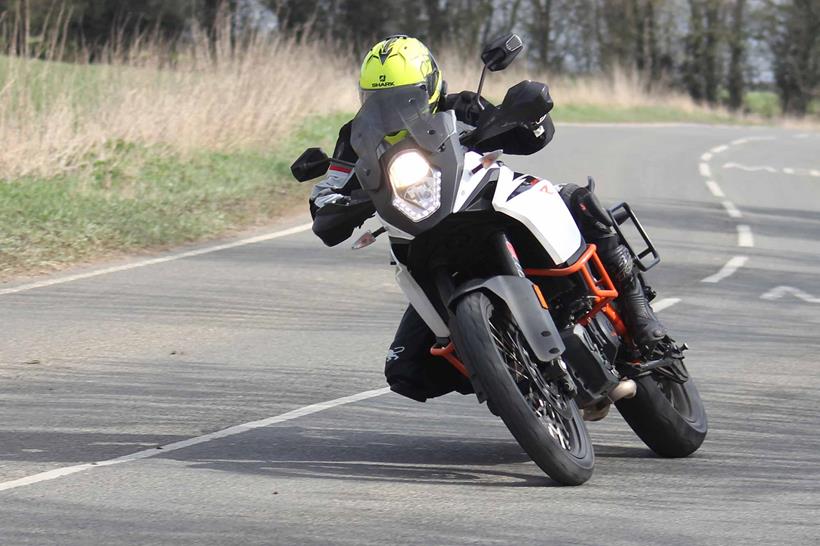 Testing the grip on a KTM 1090 Adventure