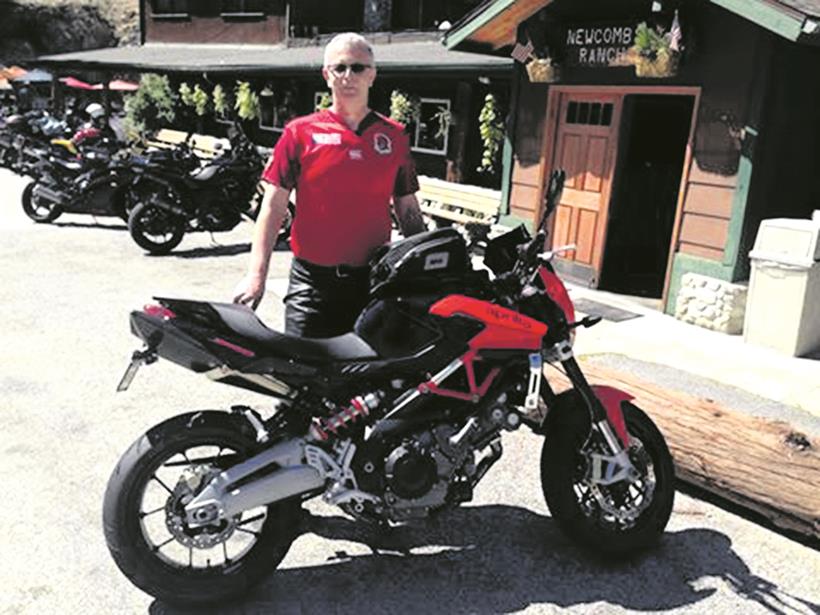 Malcolm with his Aprilia Shiver 750