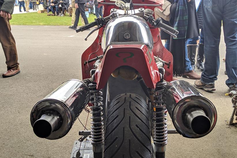 Rear view of Seeley-Weslake exhausts