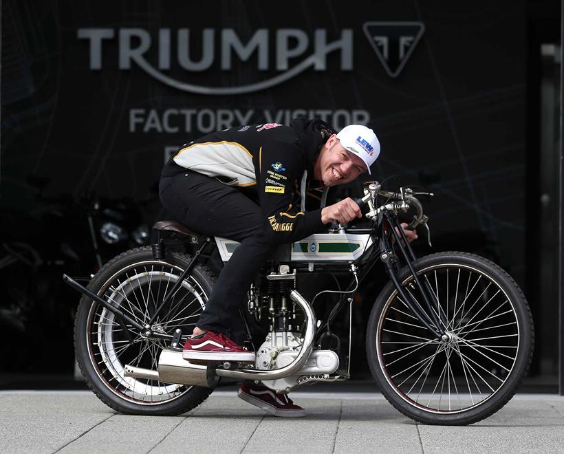 Hickman aboard a 1909 TT-racing Triumph