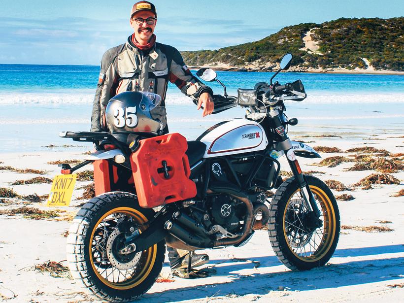 Henry Crew on his Ducati Scrambler Desert Sled