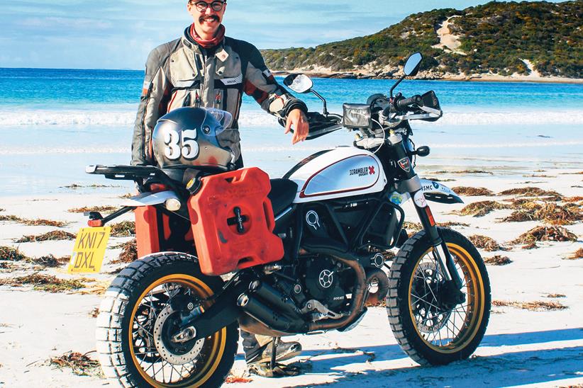 Henry Crew has ridden around the world on his Ducati Scrambler Desert Sled