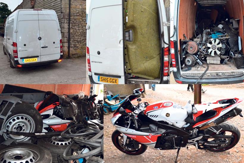 Police found a stolen bike hidden inside a van