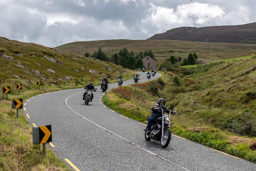 BarbersRide fund raisers cornering on an Irish road