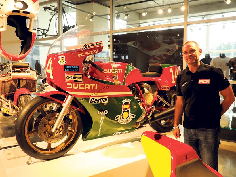 Michael Neeves alongside Mike Hailwood's TT NCR Ducati