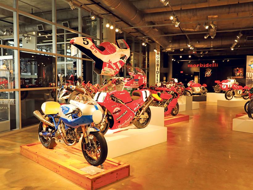 An ultra-rare NCR ‘New Blue’ sits alongside a Ducati 888 Corse and a Bimota Tesi 1D superbike with its bodywork hung like an exploded diagram. Next is Hailwood’s 1979 TT NCR, a Ducati Supermono and a smorgasbord of racing MV Agustas...