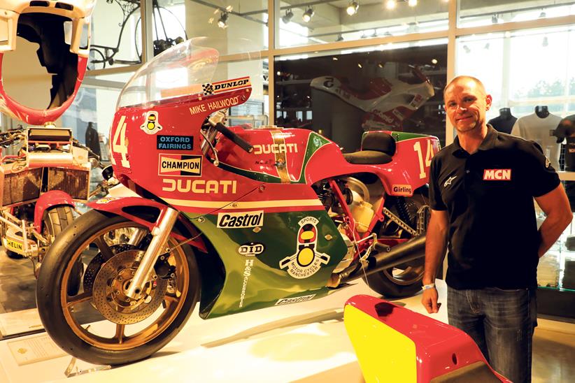 Michael Neeves alongside Mike Hailwood's TT NCR Ducati