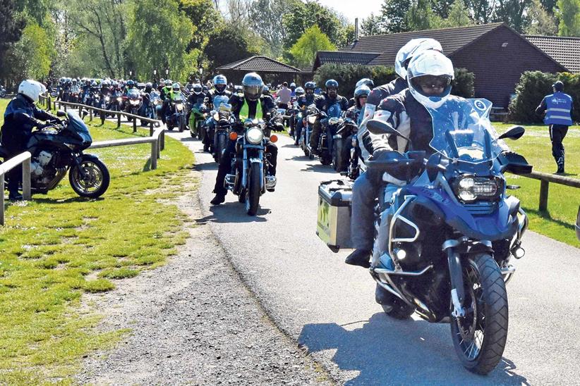 Around 200 bikes leave Woody's Bar in Ancaster