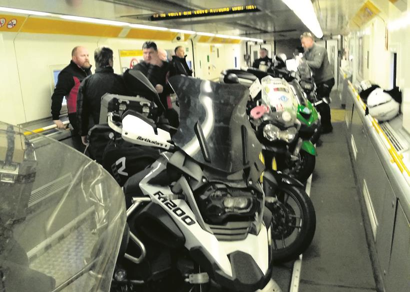 Iron Butt competitors in the Channel Tunnel