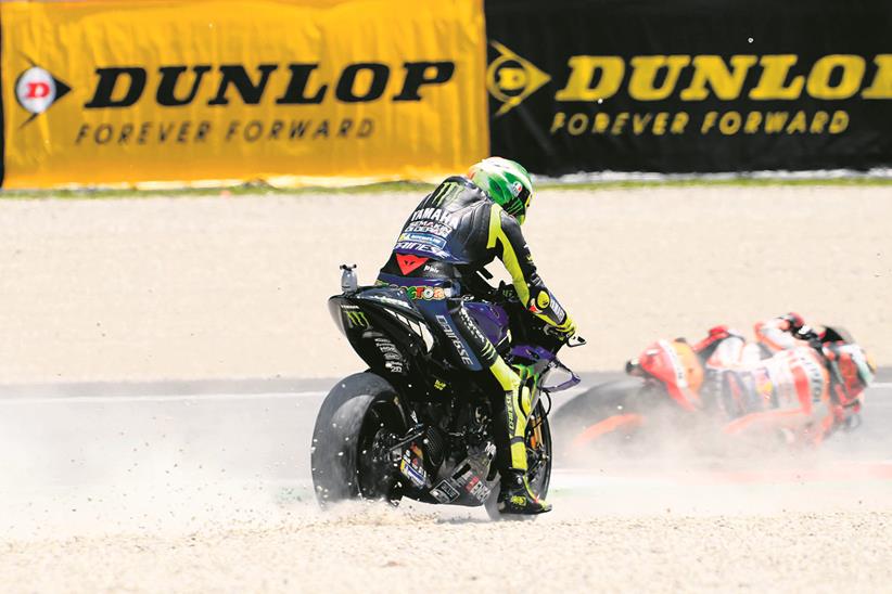 Valentino Rossi in te gravel trap at the Mugello GP