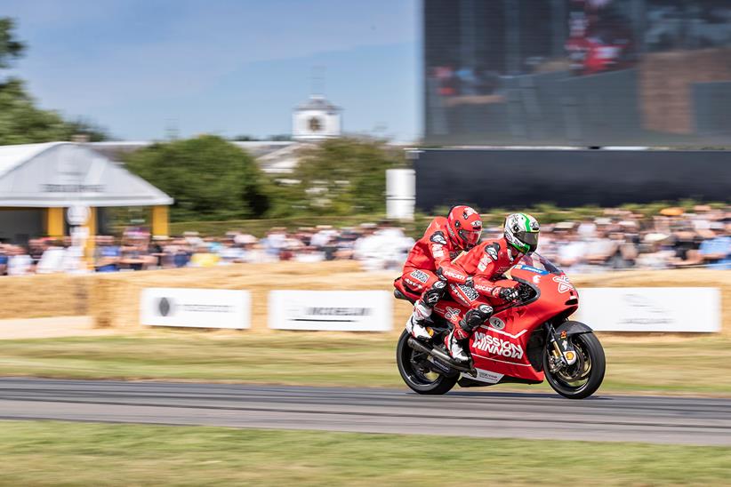 Dan Sutherland being taken up the hill at the Festival of Speed