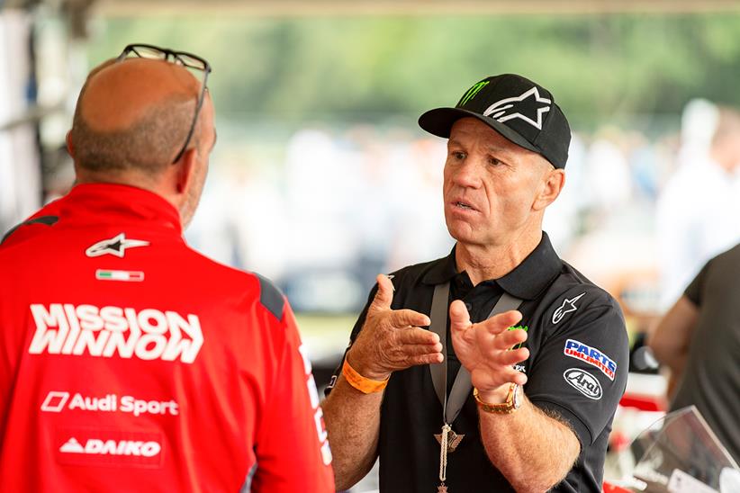 Randy Mamola talking setup at the Festival of Speed