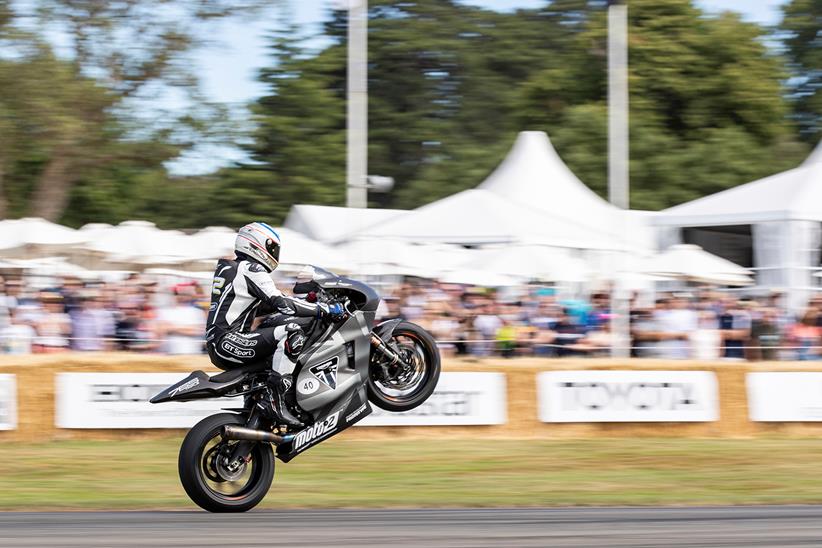 James Toseland pops a wheelie at the Goodwood Festival of Speed