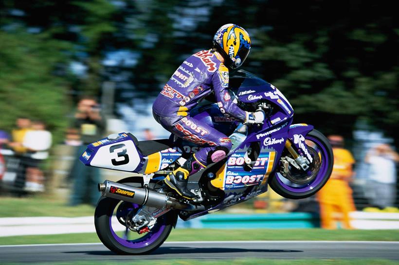 James Whitham jumps the mountain at Cadwell Park in 1996