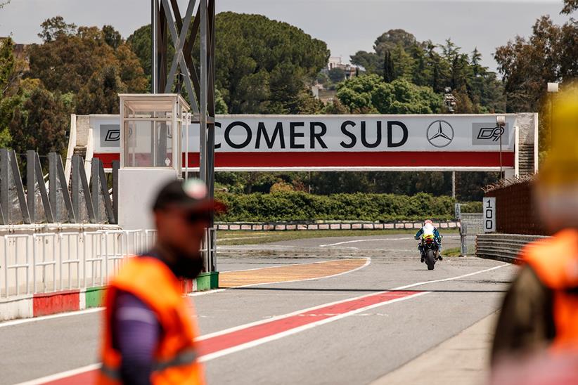 Motorcycle leaving pitlane