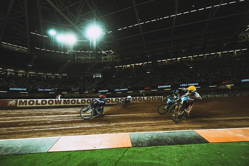 Sideways action on track (photo credit: SpeedwayGP)