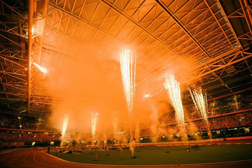 A firework display inside the stadium (photo credit: SpeedwayGP)