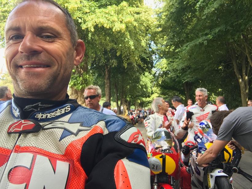 Neevesy grabs a selfie with some racing legends