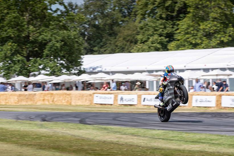 Pulling a wheelie on the Triumph Moto2 prototype