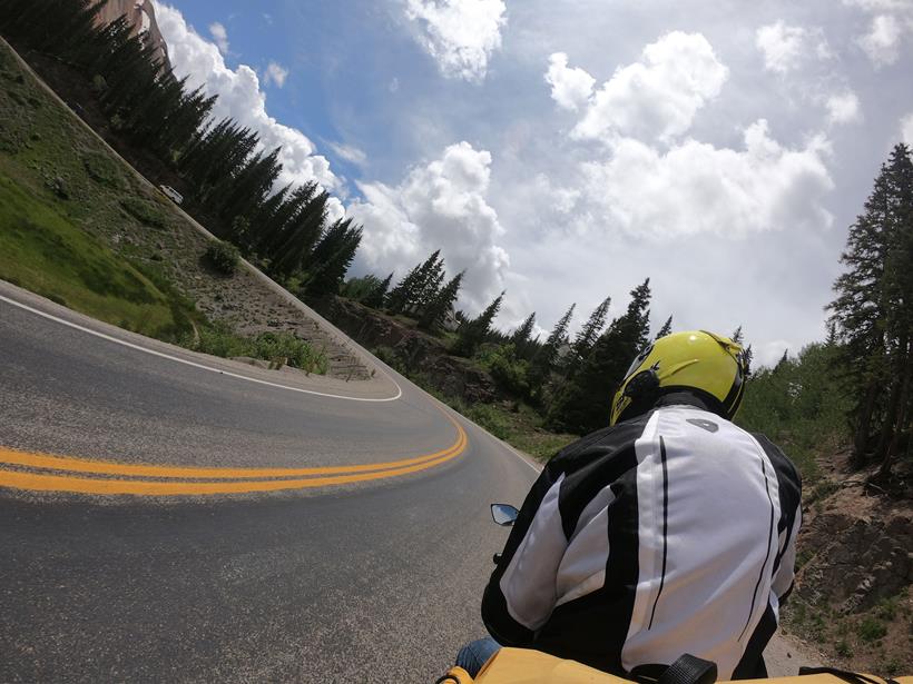 On board Simon's Kawasaki Z1000SX on the Million Dollar Highway