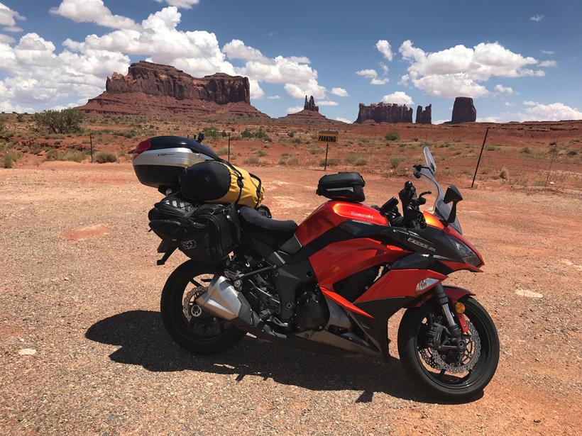 The Kawasaki Z1000SX at Monument Valley