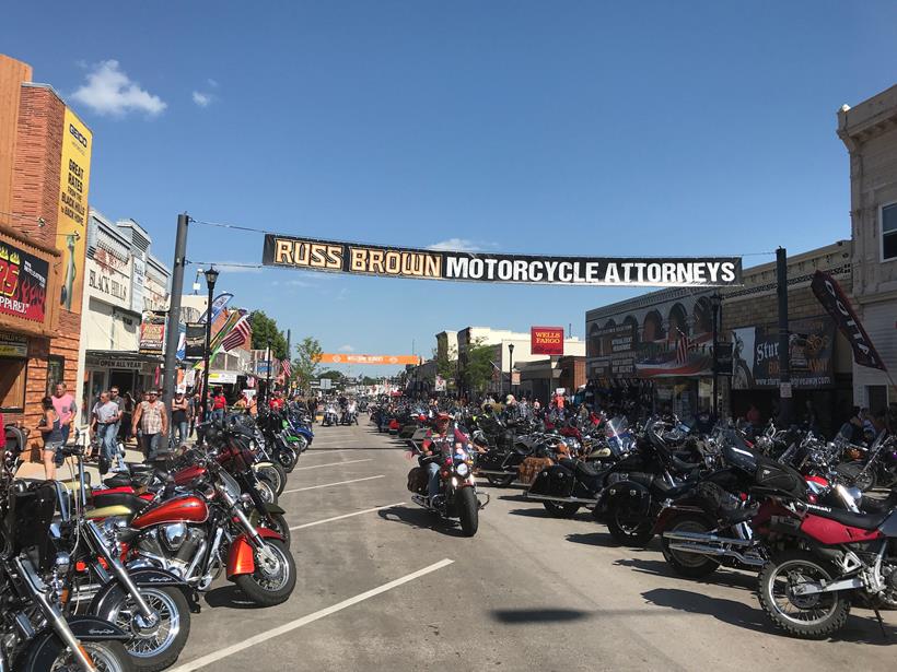 Sturgis Main Street is full of motorbikes for the annual Motorcycle Rally