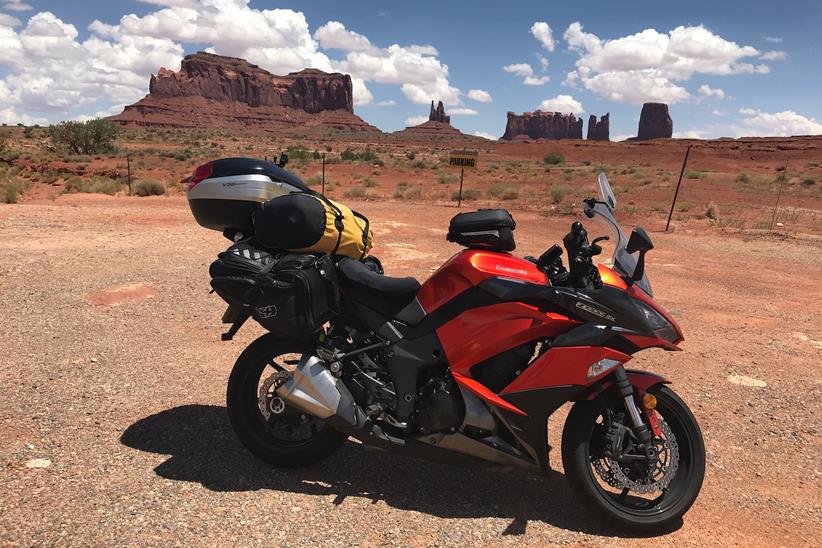 The Kawasaki Z1000SX at Monument Valley