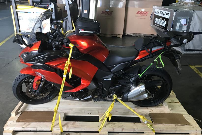 Our Kawasaki Z100SX went into a crate for shipping across the Altantic 