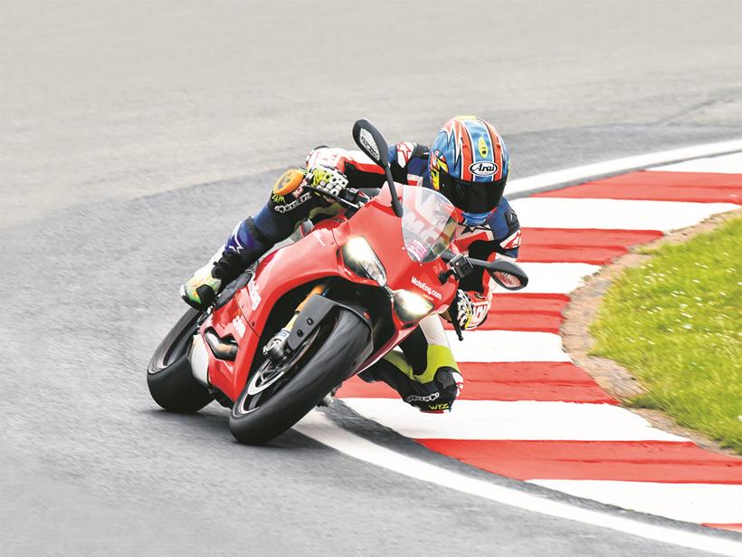 Cornering a motorbike on track