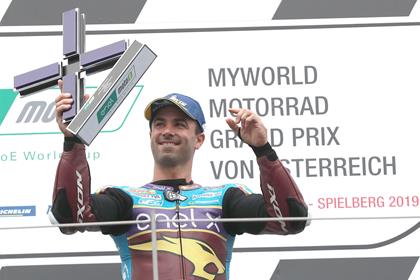 Mike Di Meglio won a wet MotoE race in Austria