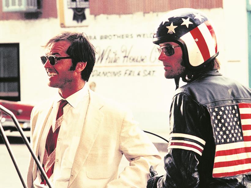 Peter Fonda and Jack Nicholson on the set of Easy Rider