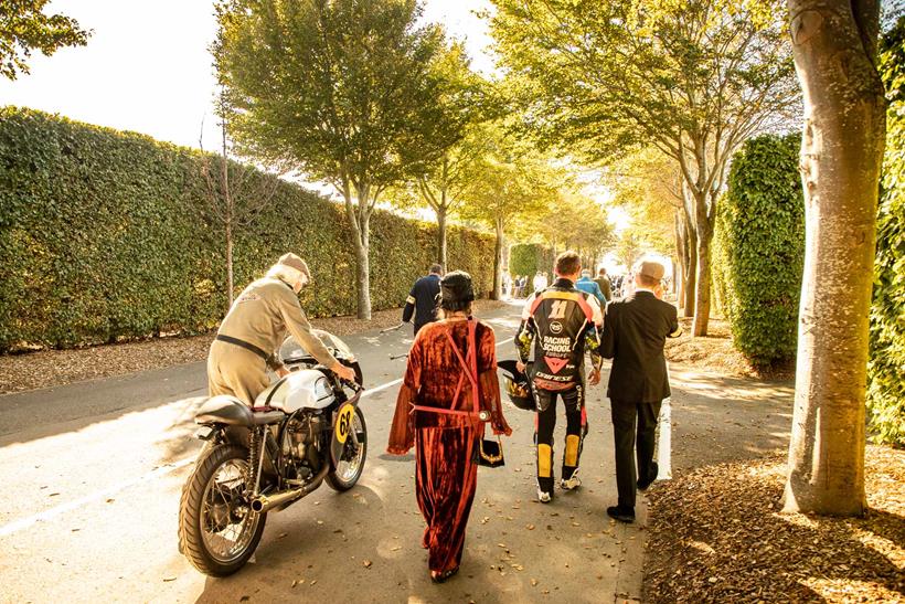 Riders walk to the collection area