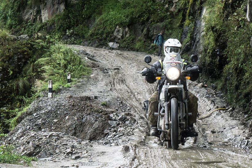 Riding a Royal Enfield through the mud