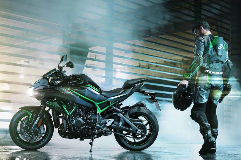 Kawasaki Z H2 with rider